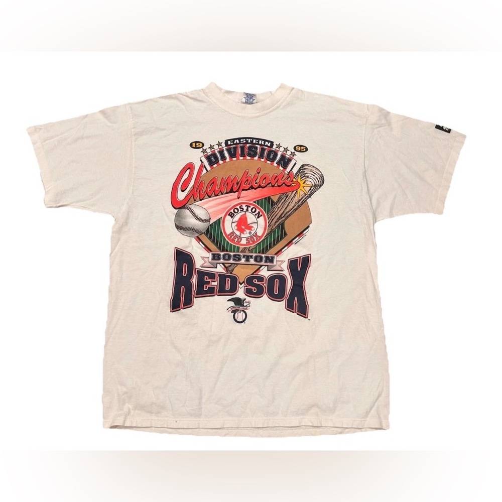 Vintage 1995 Boston Red Sox T Shirt Starter Eastern Division Champions White XL